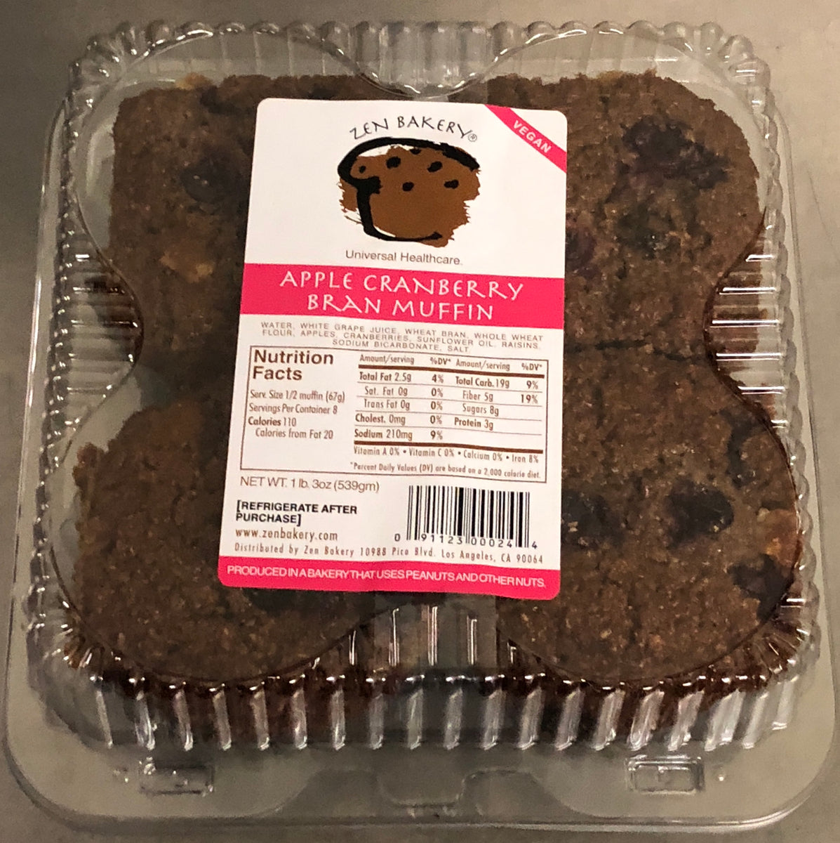 Zen Bakery Apple Cranberry Bran Muffins Bakery