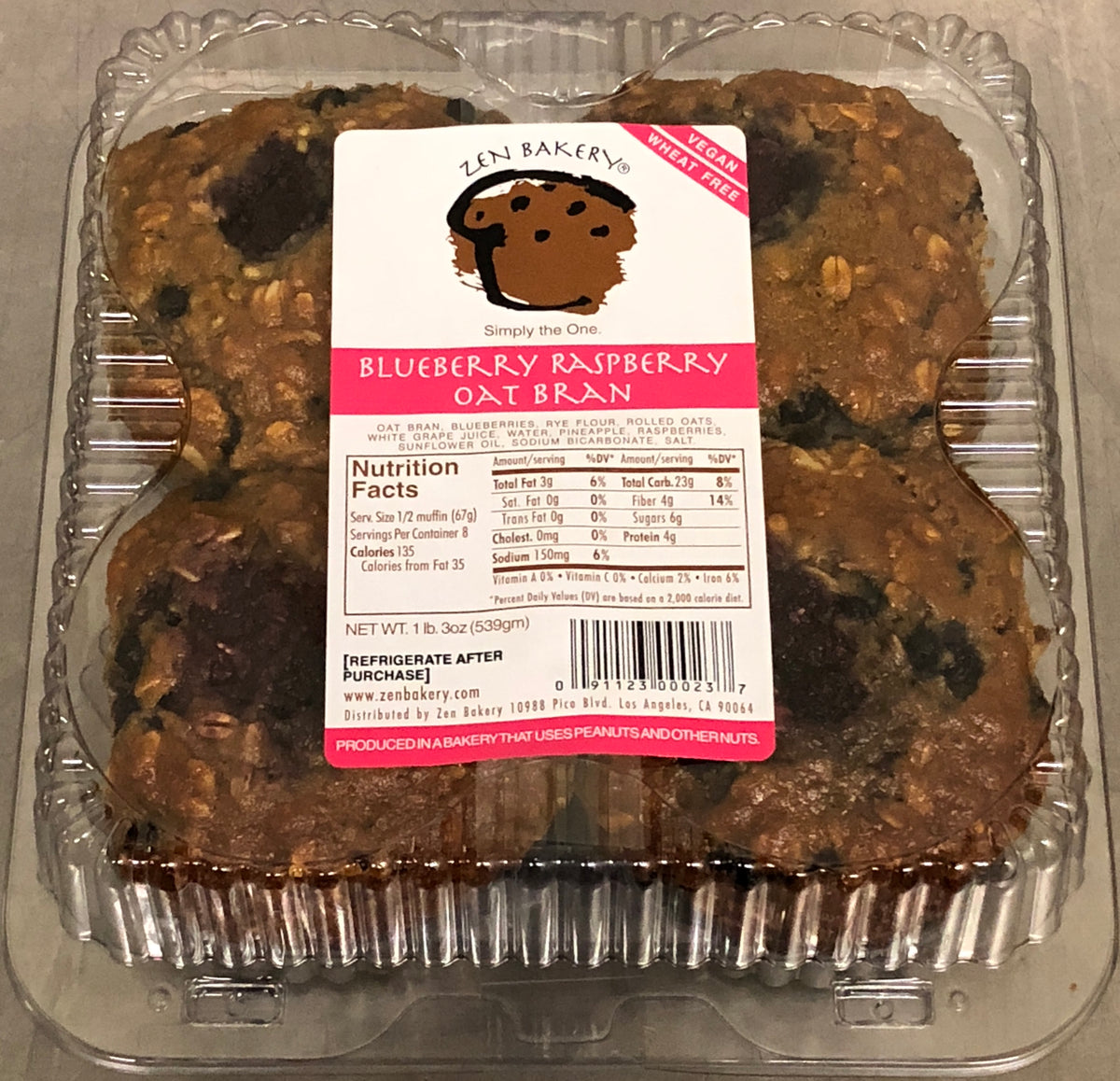 Zen Bakery Blueberry Raspberry Oat Bran Muffins Bakery